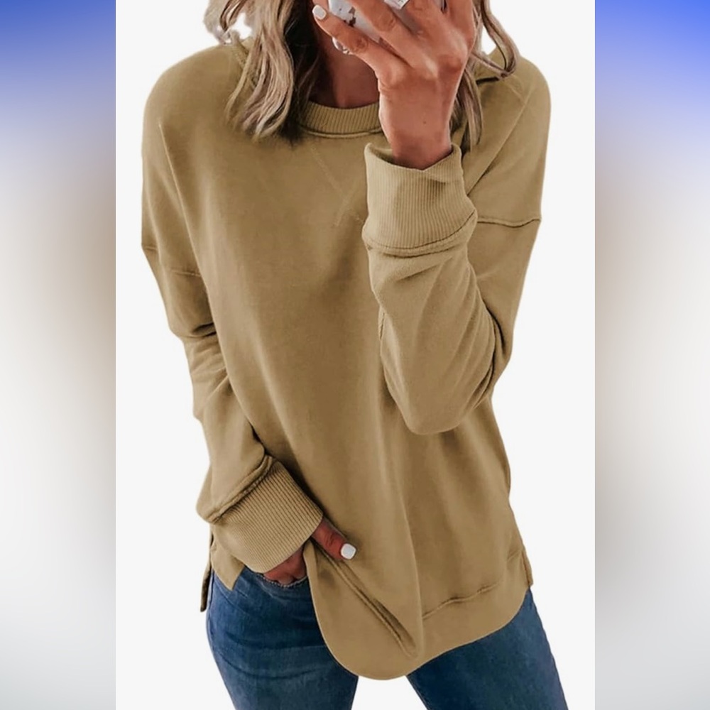 Tan Crewneck Sweatshirt EUC Modal Crew Neck Camel Caramel Daily Ritual R…